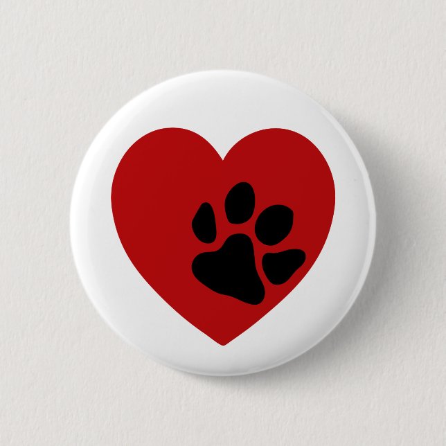 Paw Print On My Heart 2 Inch Round Button (Front)