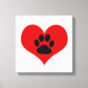 Paw Print On My Heart - Dog Canvas Print