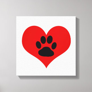 Paw Print On My Heart - Dog Canvas Print