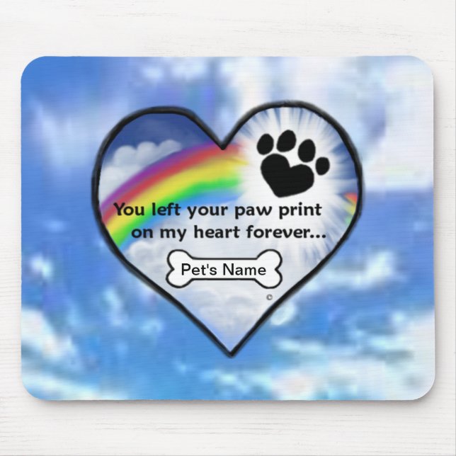 Paw Print On My Heart Mouse Pad (Front)