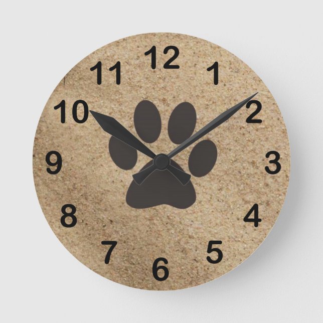 Paw Print on Sand Art Clock (Front)