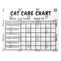 Paw Print Pattern Cat Care Chore Chart Notepad