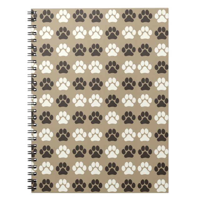 Paw Print Pattern Earthy Sand Notebook (Front)