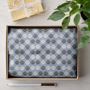 Paw Print Pattern Silver Blue Tissue Paper