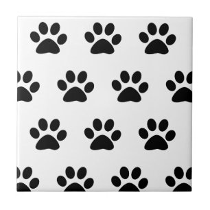Paw Print Patterns Black White Cute Stylish 2023 Tile