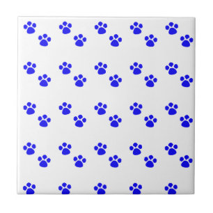 Paw Print Patterns Blue White Cute Colorful Cool Tile