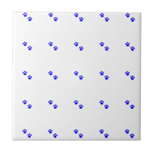 Paw Print Patterns Blue White Cute Colorful Cute Tile