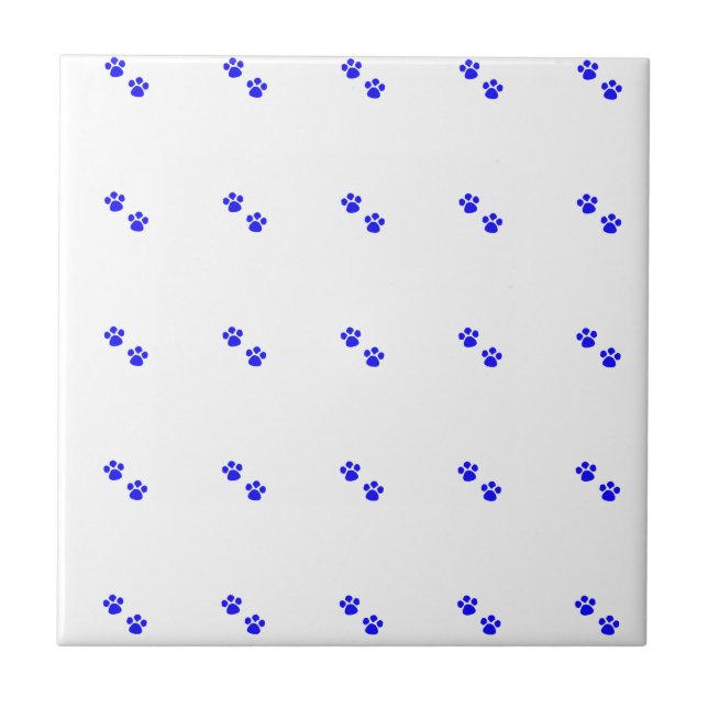 Paw Print Patterns Blue White Cute Colourful Cute Tile (Front)