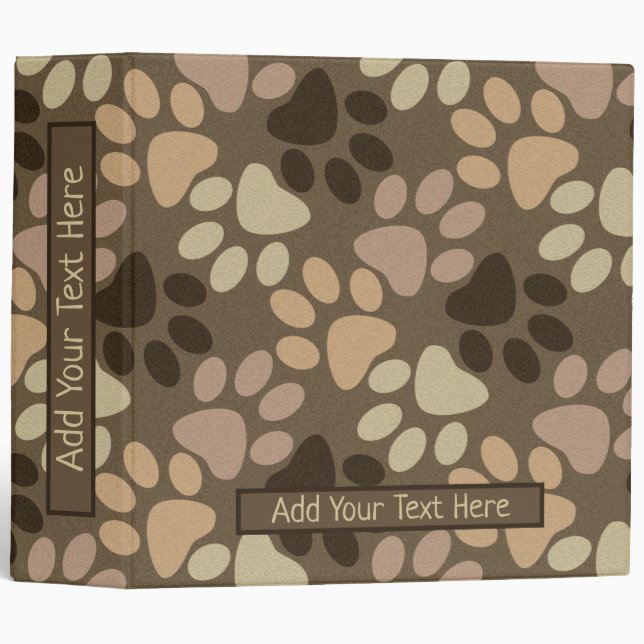 Paw Print Personalize Custom Text Binder (Front/Spine)