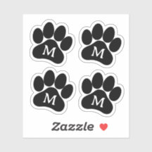 Paw Print Personalized Initial Black Vinyl