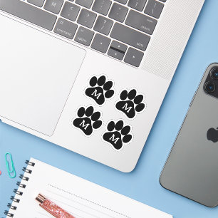 Paw Print Personalized Initial Black Vinyl