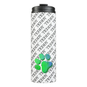 Paw Print Pet Name Pattern Colourful Modern Fun  Thermal Tumbler