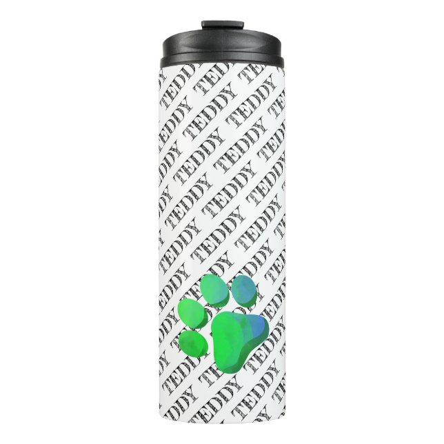 Paw Print Pet NAME Pattern Colourful Modern Fun  Thermal Tumbler (Front)
