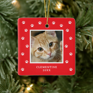 Paw Print Pet Photo Christmas Ornament
