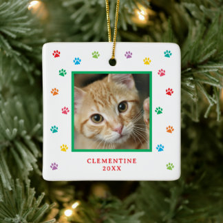 Paw Print Pet Photo Christmas Ornament