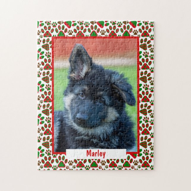Paw Print Pet Photo Personalized Puzzle (Vertical)