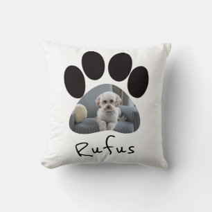 Paw Print Photo Template Personalized Pet Throw Pillow