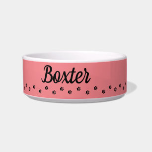 Paw Print Pink Monogram Pet Bowl