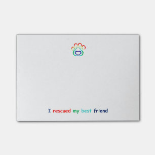Paw Print Post-It Note Pad, Rescue Dog