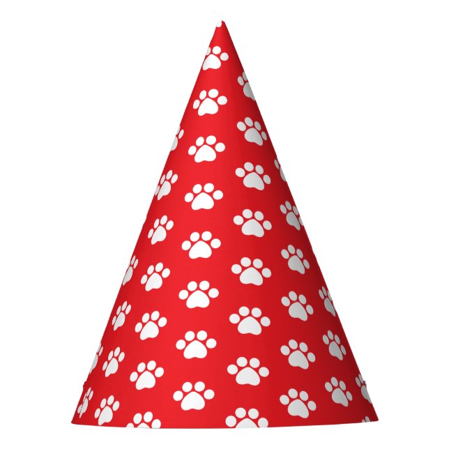 Paw Print - Red Party Hat (Front)