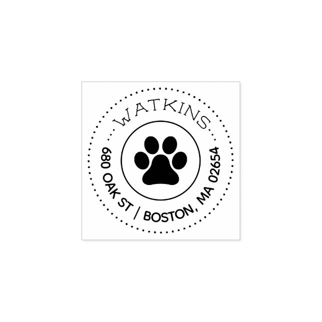 Paw Print Return Address Rubber Stamp (Imprint)