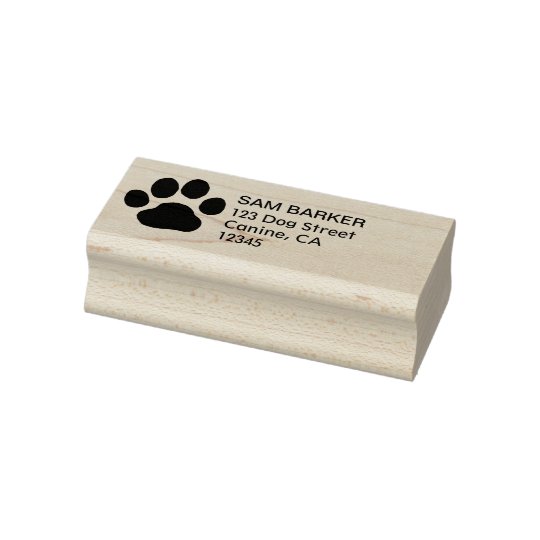 Paw Print Return Address Rubber Stamp