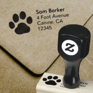Paw Print Return Address Rubber Stamp