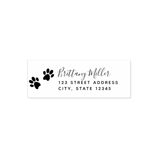 Paw Print Return Address with Script Self-inking Stamp (Design)