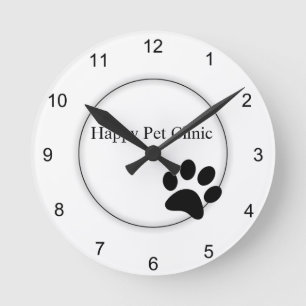 Paw Print Round Clock