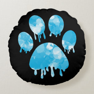 Paw Print Round Pillow