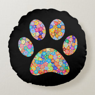 Paw Print Round Pillow