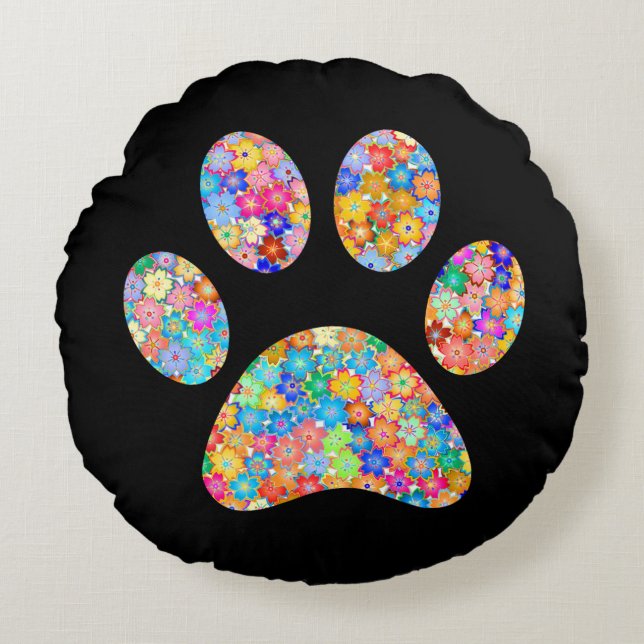 Paw Print  Round Pillow (Front)