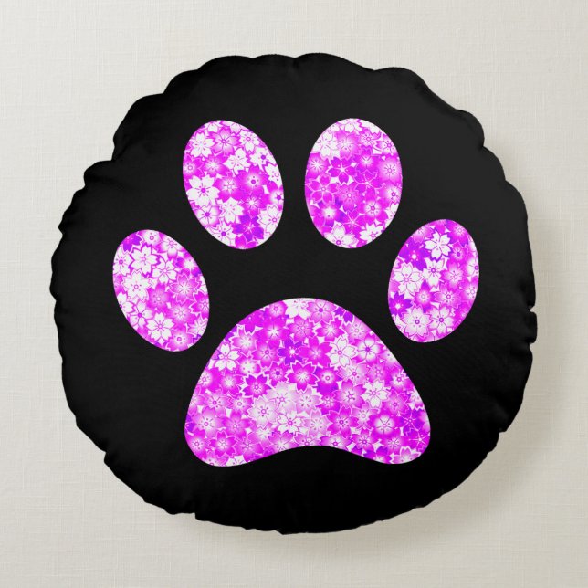 Paw Print  Round Pillow (Front)