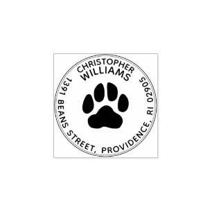 Paw Print Round Return Address Stamp