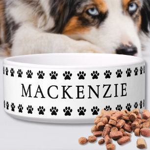 Paw Print Simple Name Pet Bowl