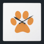 Paw Print      Square Wall Clock<br><div class="desc">Fun Paw Print design for animal lovers!</div>