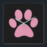 Paw Print        Square Wall Clock<br><div class="desc">Fun Paw Print design for animal lovers!</div>