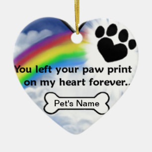 Paw Print Sympathy Poem Ceramic Ornament