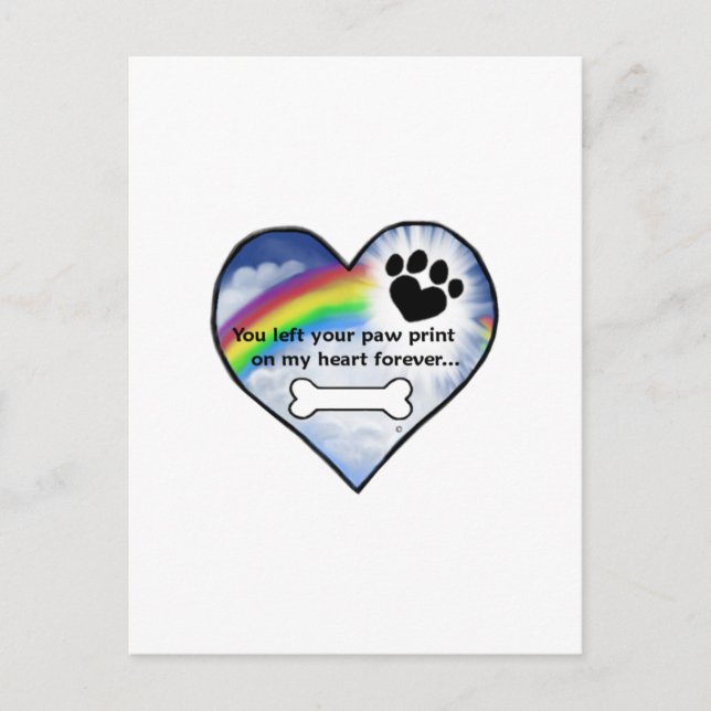 Paw Print Sympathy Poem Postcard (Front)