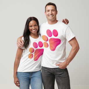 Paw Print Team Name Pink Orange Sports Fun T-Shirt