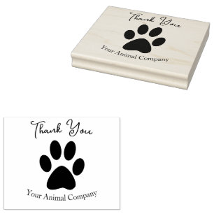 Paw Print Thank You & Custom Business Name Rubber Stamp