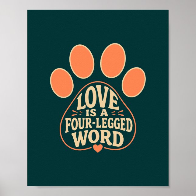  Paw Print Typography Pet Gift Poster  (Front)