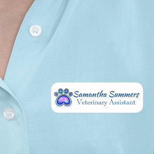 Paw Print Vet Veterinary Business Groomer Name Tag