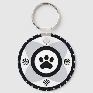 Paw Print With Decorative Elements Keychain
