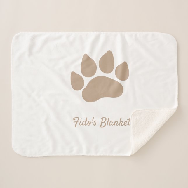 Paw Print with Dog's Name Customizable Sherpa Blanket (Front (Horizontal))
