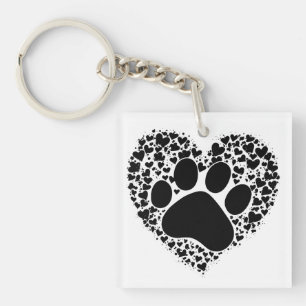 Paw Print with Hearts Keychain