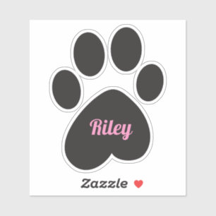 Paw Print With Upside Down Heart And Name