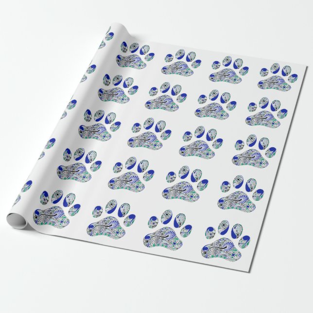 Paw Print Wrapping Paper (Unrolled)