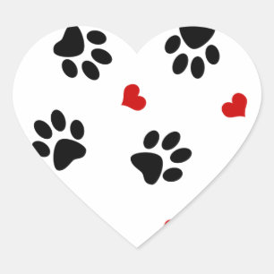 Paw Prints and Hearts Heart Sticker