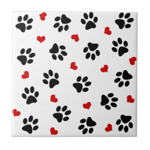 Paw Prints and Hearts Tile